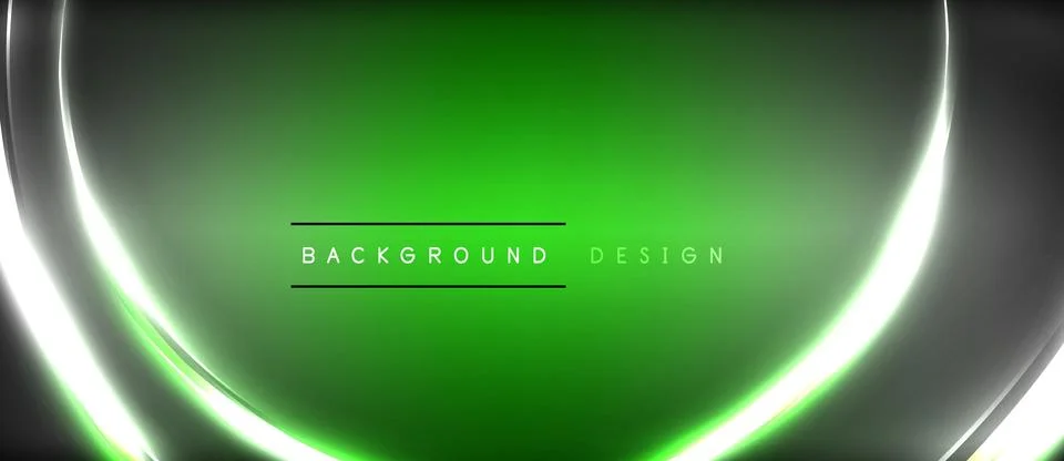 Neon glowing circle rays, light round lines in the dark, planet style neon wave Stock Illustration