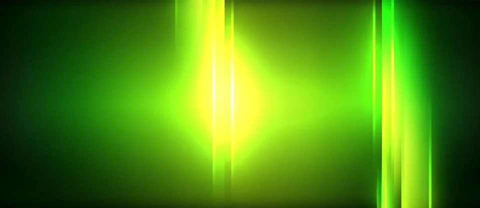 Neon glowing circle rays, light round lines in the dark, planet style neon wave Stock Illustration