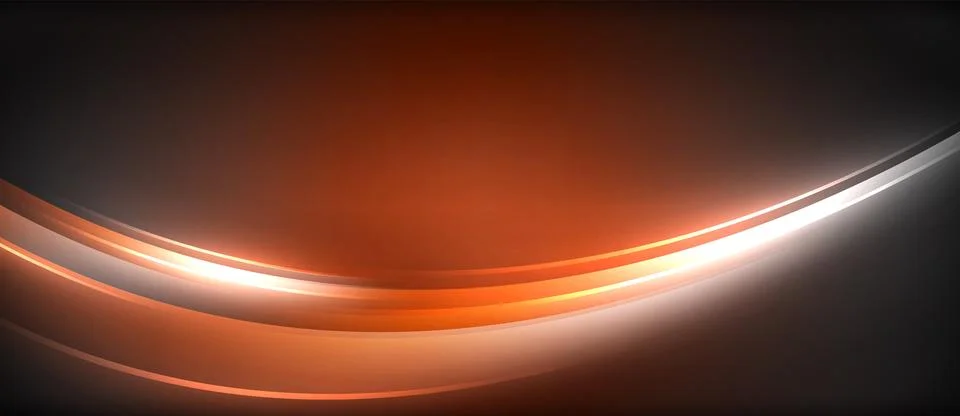 Neon glowing circle rays, light round lines in the dark, planet style neon wave Stock Illustration