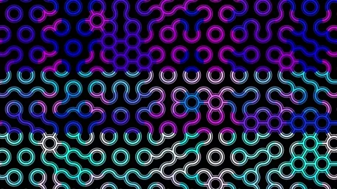 Neon glowing circuit pattern animation on black background Stock Footage 332299036