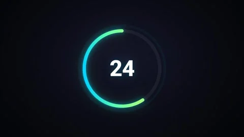 Neon glowing circular 30-second countdown timer with gradient stroke Stock Footage 341315400
