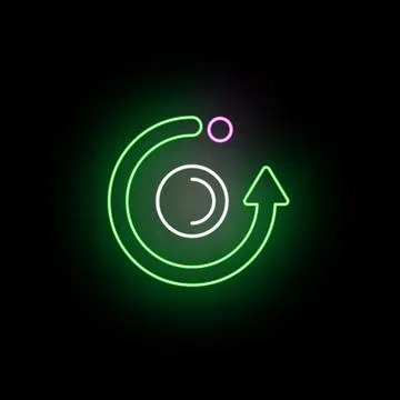 Neon glowing circular arrow loading progress symbol Stockillustratie