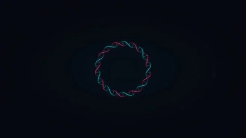Neon Glowing Circular DNA Double Helix Scientific Graphic Stock Footage 332935405