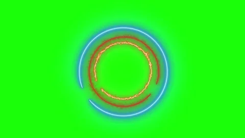 Neon Glowing Circular Energy Ring on Green Screen Stock Footage 330920370