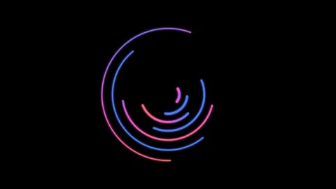 Neon glowing circular lines rotating in endless loop motion graphic animati.. Stock Footage 346438275