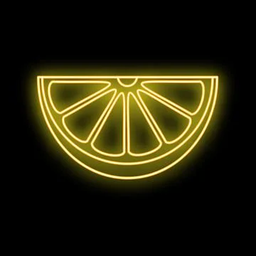 Neon glowing citrus fruit slice line art Stock Illustration