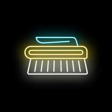 Neon glowing cleaning brush icon for hygiene service Illustrazione stock