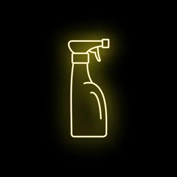 Neon glowing cleaning spray bottle icon illustration Stock Illustration
