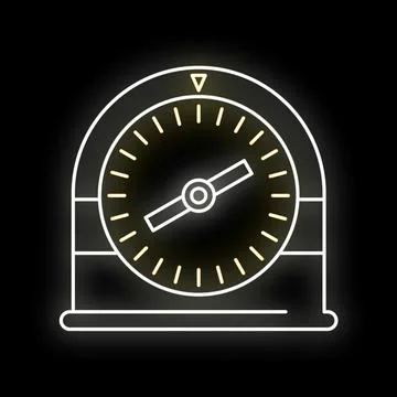 Neon glowing clock icon for time management Stock Illustration
