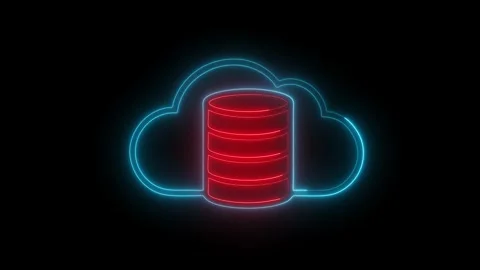 Neon glowing cloud computing and database icon animated for digital data storage Stock-Footage 333457923
