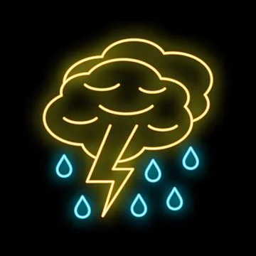 Neon glowing cloud displaying stormy weather conditions Stock Illustration
