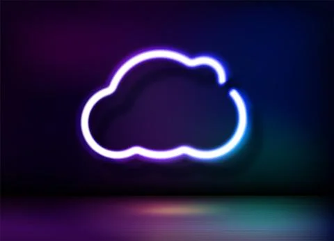 Neon glowing cloud icon. 3d vector illustration Stock Illustration