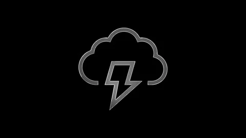 Neon glowing Cloud Lightning icon isolated on black background. Animated st.. Stock Footage 299567705