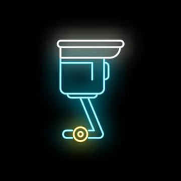 Neon glowing coffee espresso machine line icon Stock Illustration