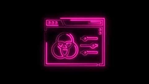 Neon glowing color correction application window animation on black backgro.. Stock Footage 312333365