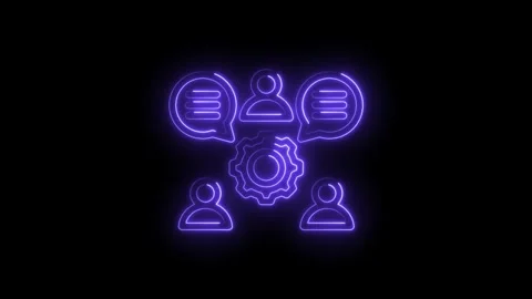 Neon glowing communication and collaboration concept with people icons and .. Stock Footage 346129562