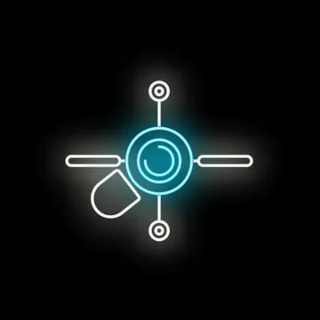 Neon glowing communication satellite network connection icon Stock Illustration