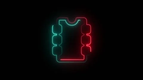 Neon glowing computer chip icon on black background Video stock 344565523