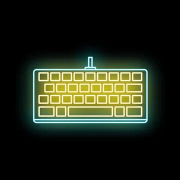 Neon glowing computer keyboard outlining gaming technology Illustrazione stock