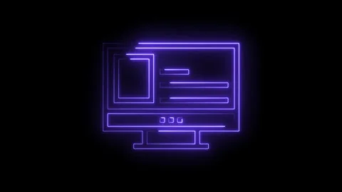 Neon glowing computer screen outline animation on black background for Stock Footage 322986302
