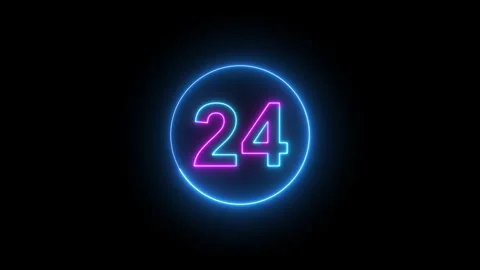 Neon glowing countdown timer number animation on dark background Stock Footage 320389280