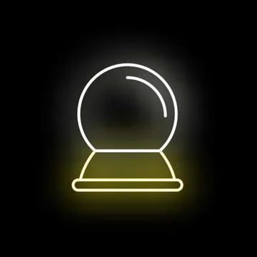 Neon glowing crystal ball for future predictions Stock Illustration