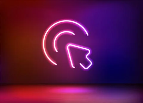 Neon glowing cursor arrow icon. 3d vector illustration Stock Illustration
