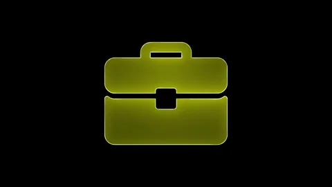 Neon glowing cyan color work bag icon on black background animation Stock Footage 299569503
