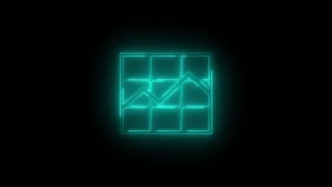 Neon glowing cyan line chart icon animation in black background Vidéo 265649540