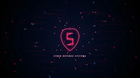 Neon glowing cyber defense systems shield logo animation with digital circu.. Stock Footage 344572912