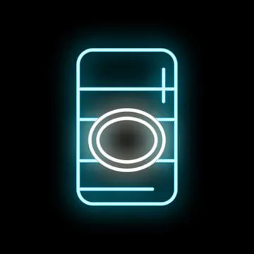 Neon glowing cylindrical container outline blue light 스톡 일러스트