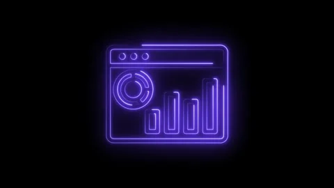 Neon glowing dashboard interface with circular chart and bar graph analytics Stock Footage 333959144