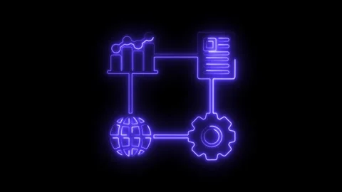 Neon glowing data flow diagram animation... | Stock Video | Pond5