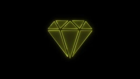 Neon glowing diamond icon appearing on black background creative motion gra.. Stock Footage 345549571