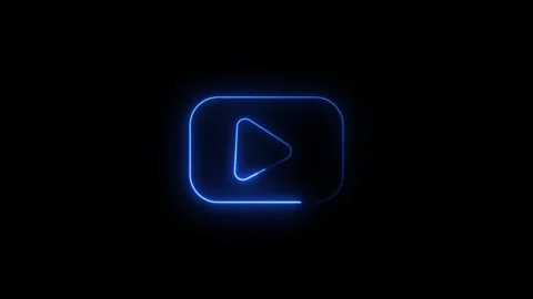 Neon glowing digital cube with play icon. cyber start button. Gaming, cinem.. Stock Footage 308400188