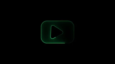 Neon glowing digital cube with play icon. cyber start button. Gaming, cinem.. Stock Footage 308400196