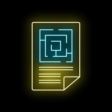 Neon glowing document showing a complex labyrinth Stock-Illustration
