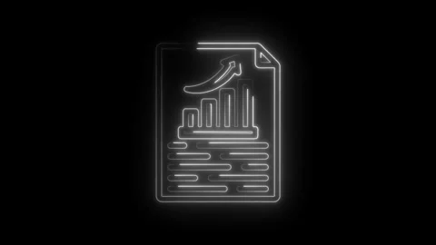 Neon glowing document with upward trending bar graph and arrow icon on blac.. Stock Footage 346140724