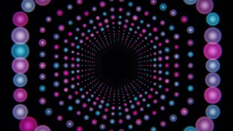 Neon Glowing Dots Tunnel Loop Animation Video stock 336414837