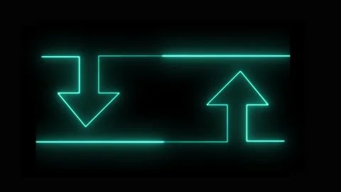 Neon glowing up down arrows motion graphics Stockbeeldmateriaal 330558944