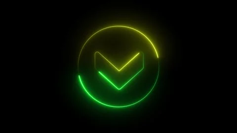 Neon glowing downward arrow loading with circular progress animation in gre.. 스톡 동영상 332964610
