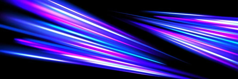 Neon glowing dynamic stripe background. Blue pink speed light effect. Exposure Stock Illustration