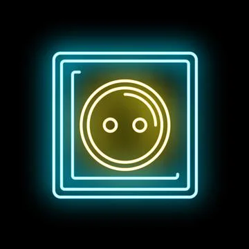 Neon glowing electrical socket icon illustrating electricity concept Stock Illustration