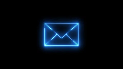 Neon glowing email envelope icon animation on dark background, received mes.. Stock Footage 309409982
