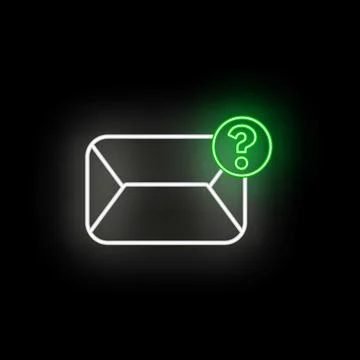 Neon glowing email envelope with question mark Stock Illustration