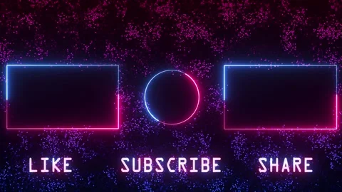Neon glowing end screen outro seamless loop with like, subscribe, share buttons Видео 333829692
