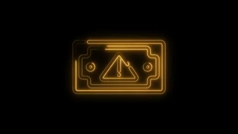 Neon glowing error card animation on black background symbolizing warning o.. Stock Footage 312446909
