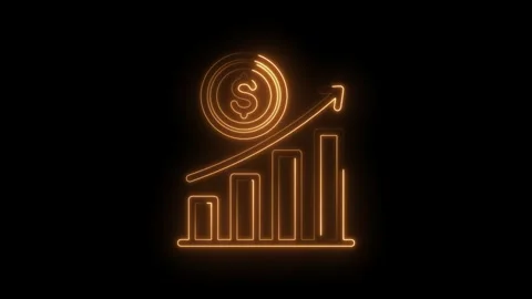 Neon glowing financial growth chart with dollar coin and upward arrow symbo.. Stock Footage 346132405