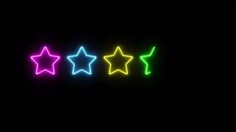 Neon glowing five star icon animation isolated on black background Stock Footage 321478583