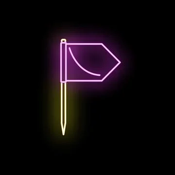 Neon glowing flag map pin location marker Stock Illustration